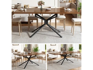 Table extensible effet bois foncé avec pied étoile, 120 à 160 cm