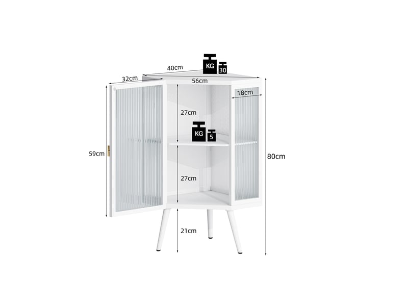 Meuble d'angle salle de bains 2 niveaux 56 x 42,5 x 80 cm homvra - Conforama E