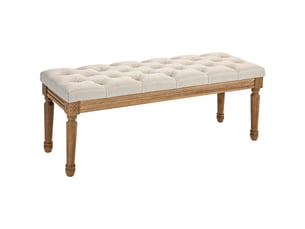 Banquette capitonnée, style vintage, 120 x 41 x 48 cm, blanc crème