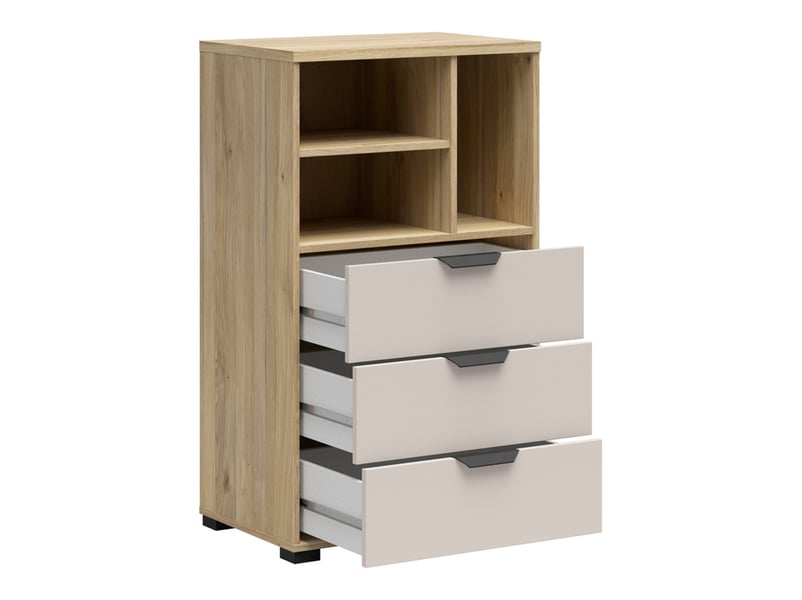  Bibliothèque meuble de rangement avec 3 tiroirs et 3 niches coloris chêne mauvella cachemire - longueur 60 x profondeur 40 x hauteur 102,5 cm  - Conforama C