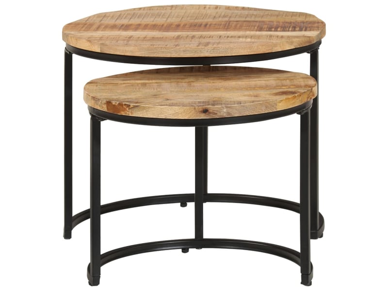  Tables gigognes 2 pcs | table de salon bois de manguier brut  - Conforama B
