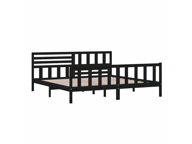  Lit double- lit adulte -  cadre de lit sans matelas noir bois massif 200x200 cm  - Conforama C