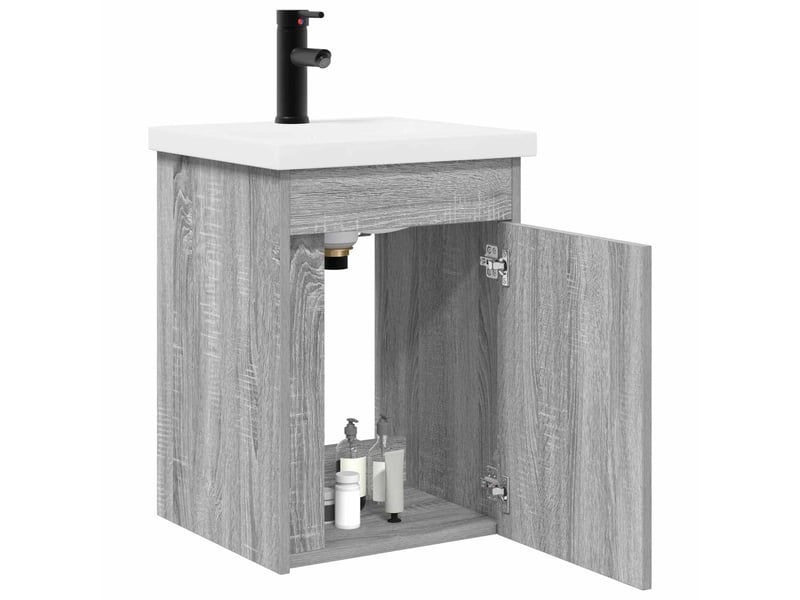 Meuble de rangement salle de bain avec robinet sonoma gris shl4326 - Conforama C