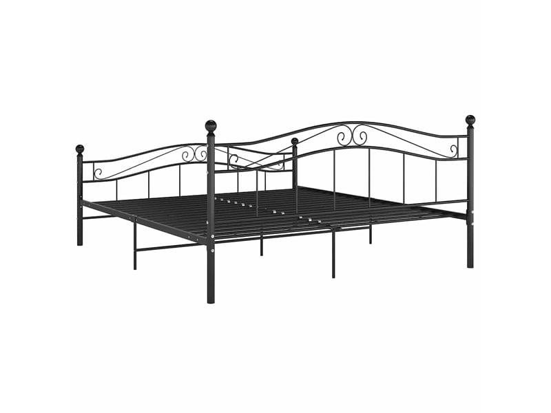  Lit adulte, lit double, cadre de lit noir métal 200x200cm cf10109  - Conforama E