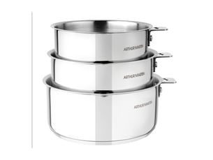 Set 3 casseroles 16-18-20cm avec poignée tous feux dont induction acier inoxydable arthur martin am9377
