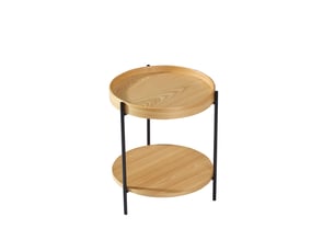 Tables basses gigognes avec 2 plateaux, structure ouverte en bois massif et mdf, pour salon, naturel - uvrion