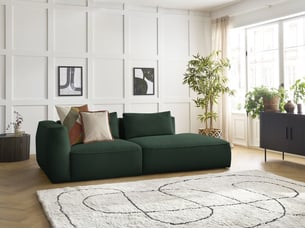 Canapé droit fixe BOBOCHIC LEOPOLD 3 places Velours vert