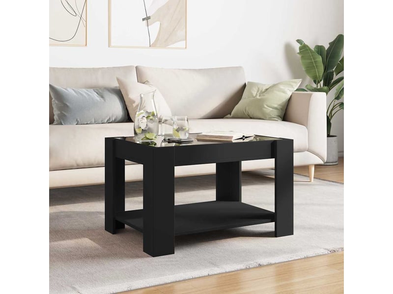  Table basse - table de salon - table à thé avec led noir 73x53x45 cm bois d'ingénierie  - Conforama D