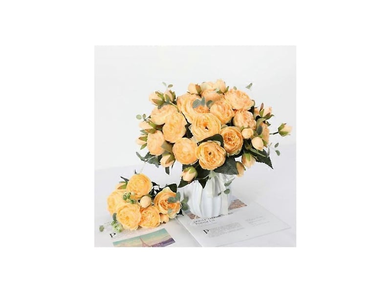  Pivoine artificielle coupée à la main, délicate et pratique, composition florale.jaune  - Conforama B