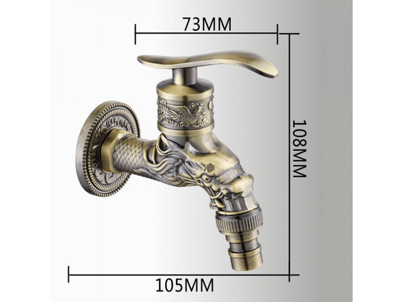  Robinet de machine à laver de piscine à vadrouille froide simple antique, robinet de balcon extérieur à 4 points, robinet rétro en bronze 10*10.8cm  - Conforama B