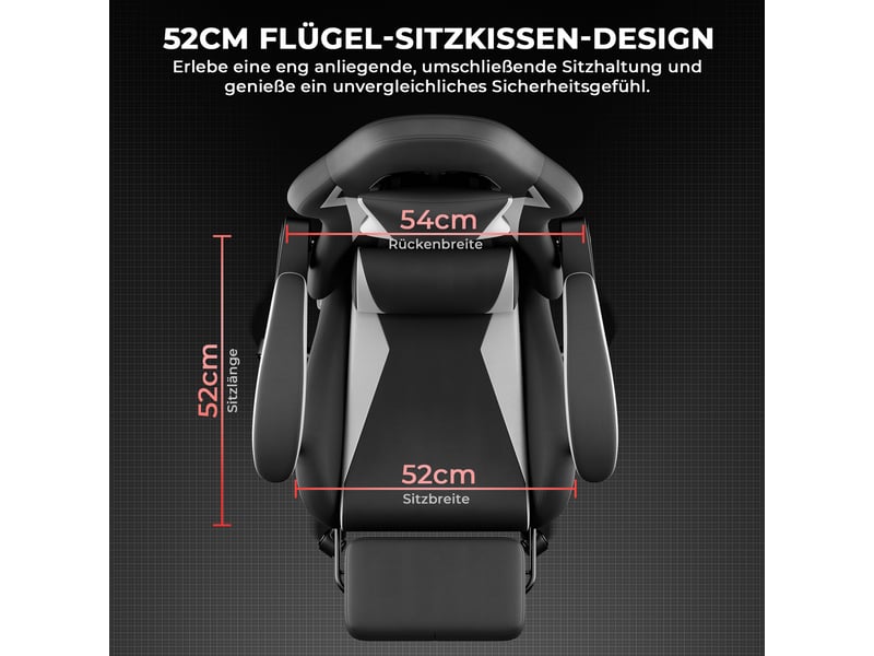 Chaise gaming ergonomique noir et blanc, réglable en hauteur avec appui-tête et coussin lombaire, fauteuil PC confortable - Conforama R