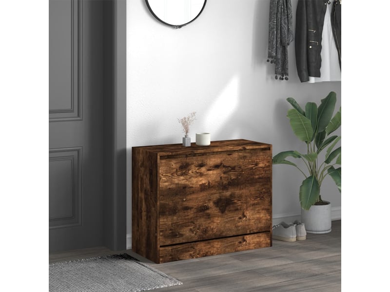  Meuble à chaussure | armoire à chaussures chêne fumé 80x34x63 cm bois d'ingénierie  - Conforama C