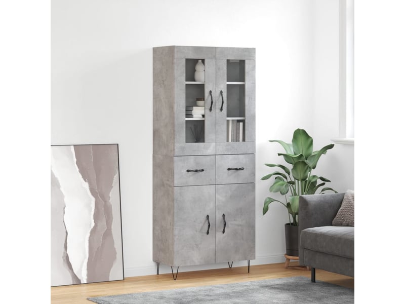  Buffet haut - bahut - meuble de rangement gris béton 69,5x34x180 cm bois d'ingénierie  - Conforama B