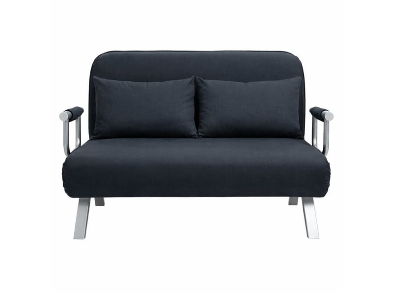  Canapé-lit 2 places velours noir, dossier réglable et accoudoirs, design moderne et confortable  - Conforama A