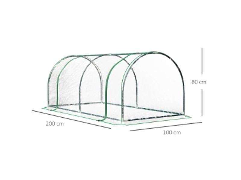  Serre de jardin en film plastique vert 200 x 100 x 80 cm, porte enroulable et structure en acier pour semis  - Conforama C