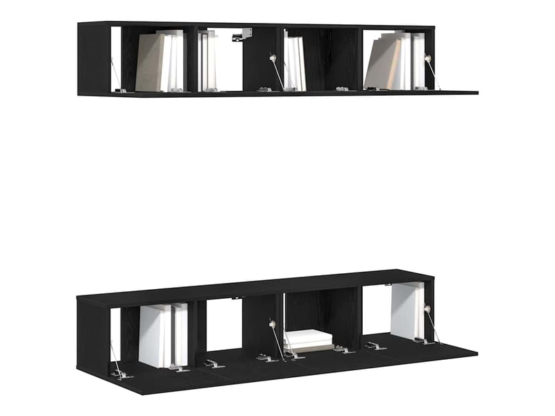  Ensemble meuble tv - banc tv - meuble de rangement 4 pcs chêne noir bois d'ingénierie  - Conforama A