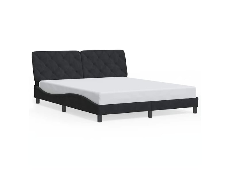  Lit double- lit adulte -  cadre de lit sans matelas noir 160x200 cm velours  - Conforama A