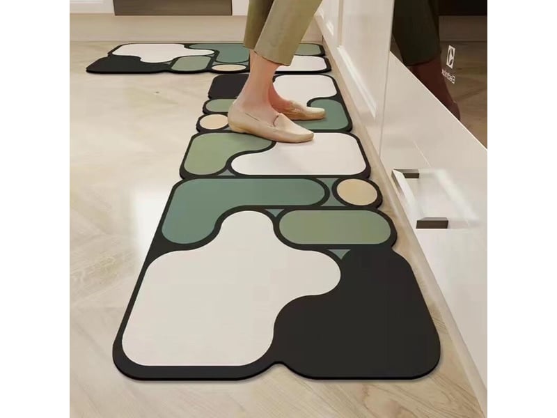 Tapis de cuisine verts 2 pièces (40 x 60 cm + 40 x 120 cm) - tapis de cuisine noirs tapis de sol de cuisine lavables antidérapants - Conforama A
