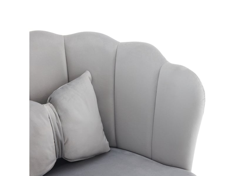  Ensemble 6 chaises en velours 90x50, dossier pétale unique, pieds dorés, coussins papillon  - Conforama B