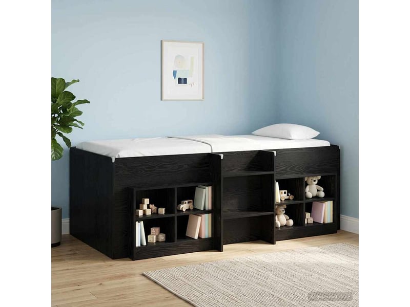  Cadre de lit élevé pour enfants - lit jeune chêne noir 90 x 190 cm  - Conforama B