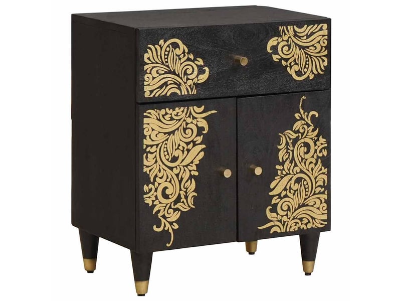  Table de chevet avec porte avec tiroir noir 50 x 33 x 60 cm  - Conforama B