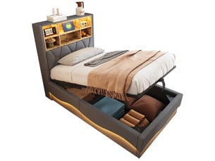 Lit coffre 90x200 cm BEAOK   coloris gris