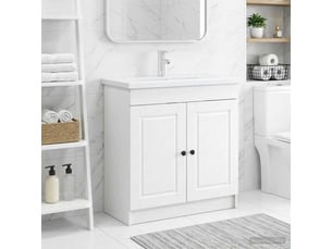 Armoire sous évier de salle de bain, meuble de rangement blanc 56x37.5x81 cm shl8434