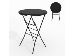 Table de bar pliante extérieure, table mange‑debout, table pour terrasse événement buffet, 110 cm, noir