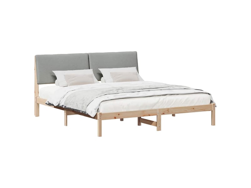 Lit double- lit adulte - cadre de lit avec tête de lit marron et gris clair 200 x 200 cm - Conforama B