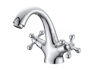 Robinet mitigeur de salle de bain rétro. Mitigeur de salle de bain vintage, finition chromée argentée