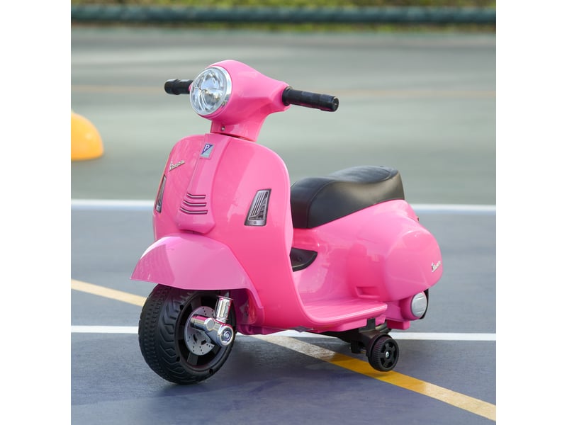 Moto électrique vespa 6v sous licence, 18-36 mois, pharesklaxon, 66,5x38x52 cm, rose. - Conforama D