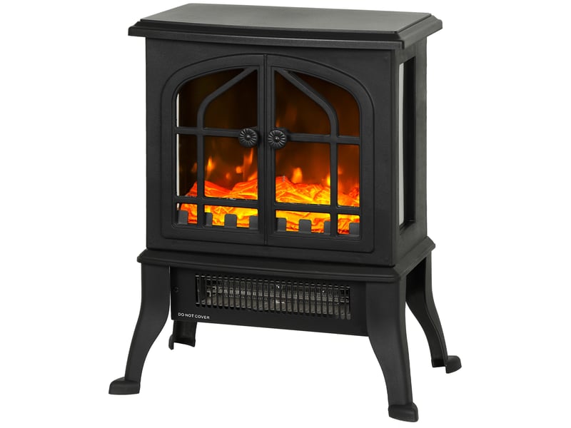 Cheminée électrique 9001800 w, effet flamme 3d, thermostat réglable, vitre d'observation, pour pièces de 15 à 30 m², noire - Conforama B