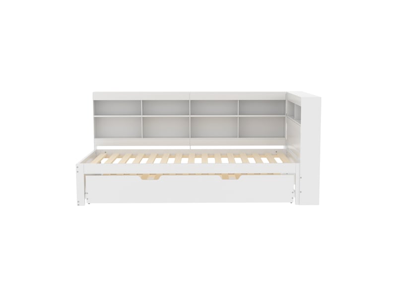 Lit gigogne enfant 90x200 cm en bois avec lit gigogne 90x190 cm, usb et rangements, blanc - Conforama D