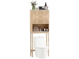 Meuble wc au-dessus des toilettes effet chêne, placard double porte, 66 x 25 x 168 cm