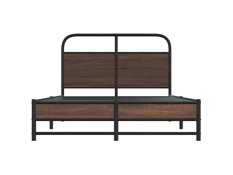  Lit double- lit adulte -  cadre de lit sans matelas 135x190 cm chêne marron  - Conforama D
