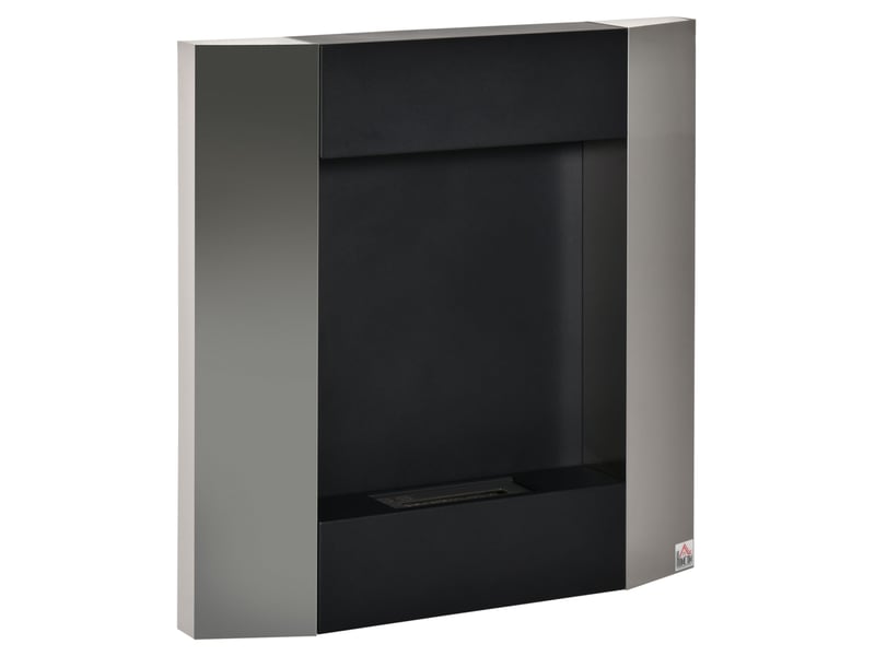  Cheminée murale au bioéthanol avec réservoir de 0,7 l et couverture de 20 m², acier, 72 x 11 x 72 cm, argent et noir  - Conforama A