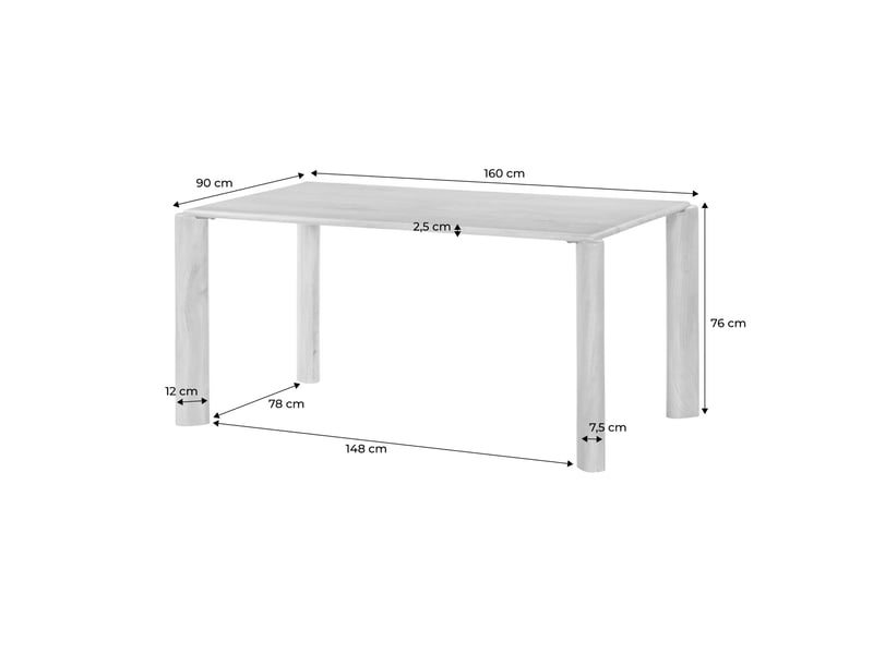  Table à manger exotique rectangulaire bois de manguier 6 places naturel - petra  - Conforama D