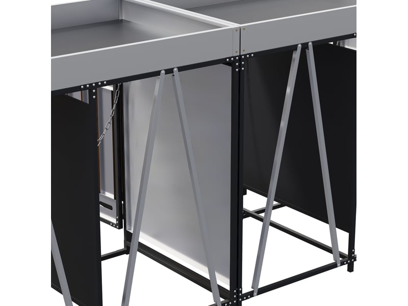  Coffre à poubelles 4 compartiments en métal noir avec jardinière intégrée et portes verrouillables, pour extérieur  - Conforama E