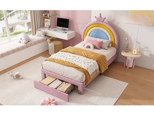 Lit avec rangement 90x200 cm BIQZUYA coloris rose