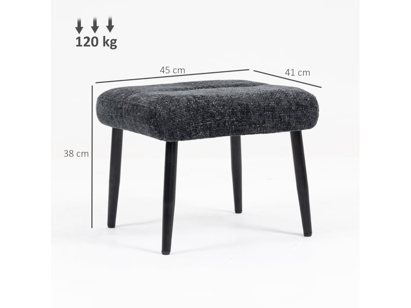  Pouf repose-pieds en chenille gris foncé 45x41x38 cm avec pieds en acier  - Conforama C