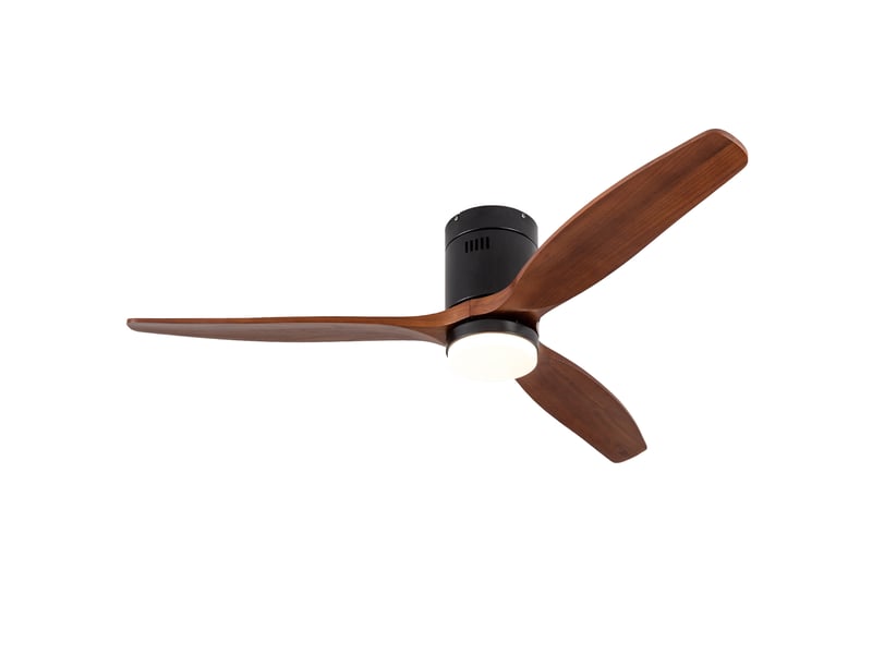  Ventilateur de plafond 132 cm noir et noyer foncé avec led et télécommande  - Conforama A
