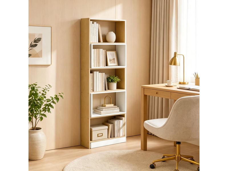 Bibliothèque d’angle pivotante 350° à 5 niveaux, étagère extensible en l multifonctionnelle - Conforama B