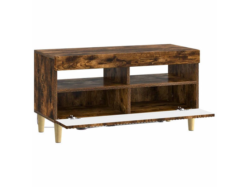  Meuble tv - banc tv - meuble de rangement led chêne fumé bois d'ingénierie  - Conforama E