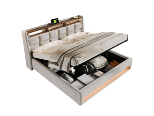 Lit coffre 140x200 cm BEAOK   coloris beige