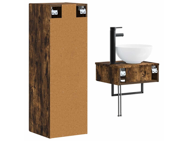  Ensemble de mobilier de salle de bain 2 pcs chêne fumé shl6339  - Conforama E