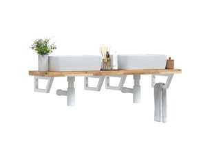 Étagère de vasque murale acier et bois massif d'acacia shl3322