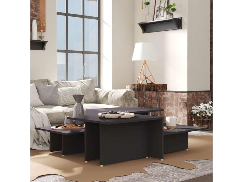  Tables basses 2 pcs - table de salon - table à thé gris 111,5x50x33 cm bois d'ingénierie  - Conforama B