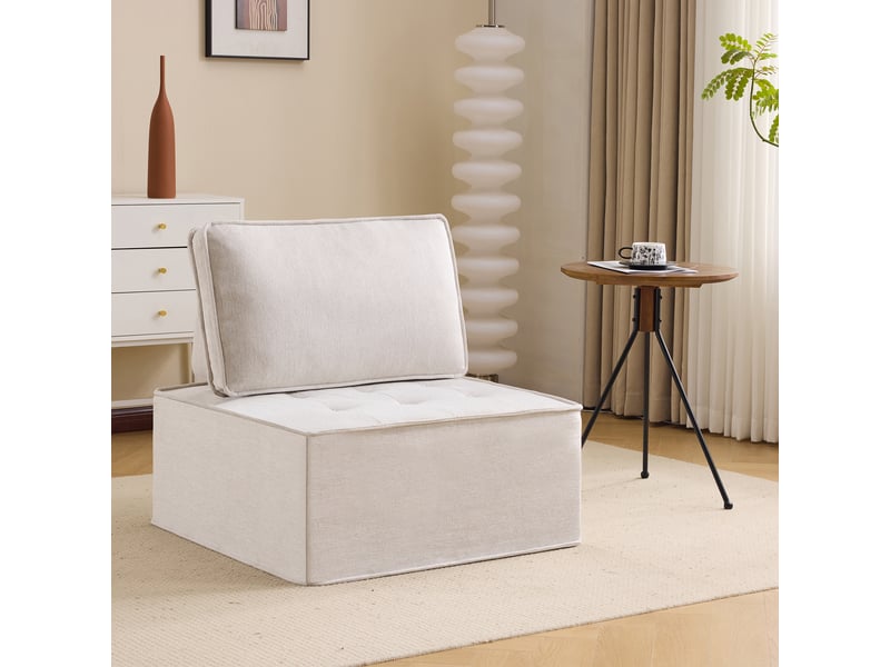  Fauteuil modulable beige avec rangement intégré canapé compact pour salon moderne  - Conforama B