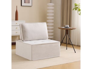 Fauteuil modulable beige avec rangement intégré canapé compact pour salon moderne