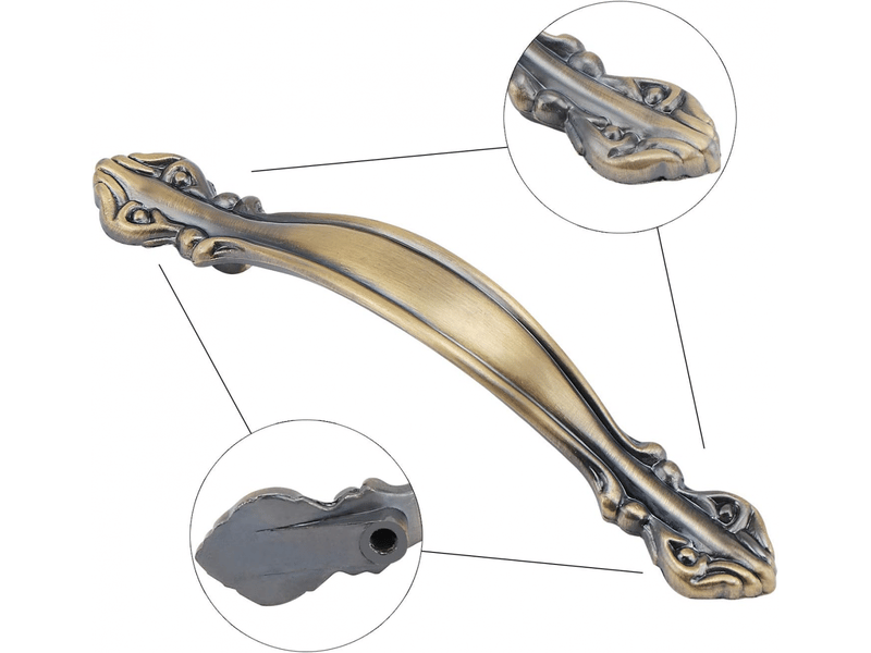  Paquet de 10 poignées d'arche anciennes de 64 mm pour placard - poignées pour portes de meubles de 10,9 cm de long, 64 mm entre les centres des trous  - Conforama B